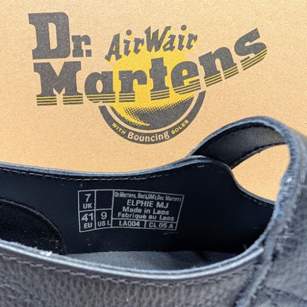 Dr. Martens Elphie MJ Black Virginia Leather Mary Jane Shoes UK 7 Women's 9 NIB - Picture 10 of 12